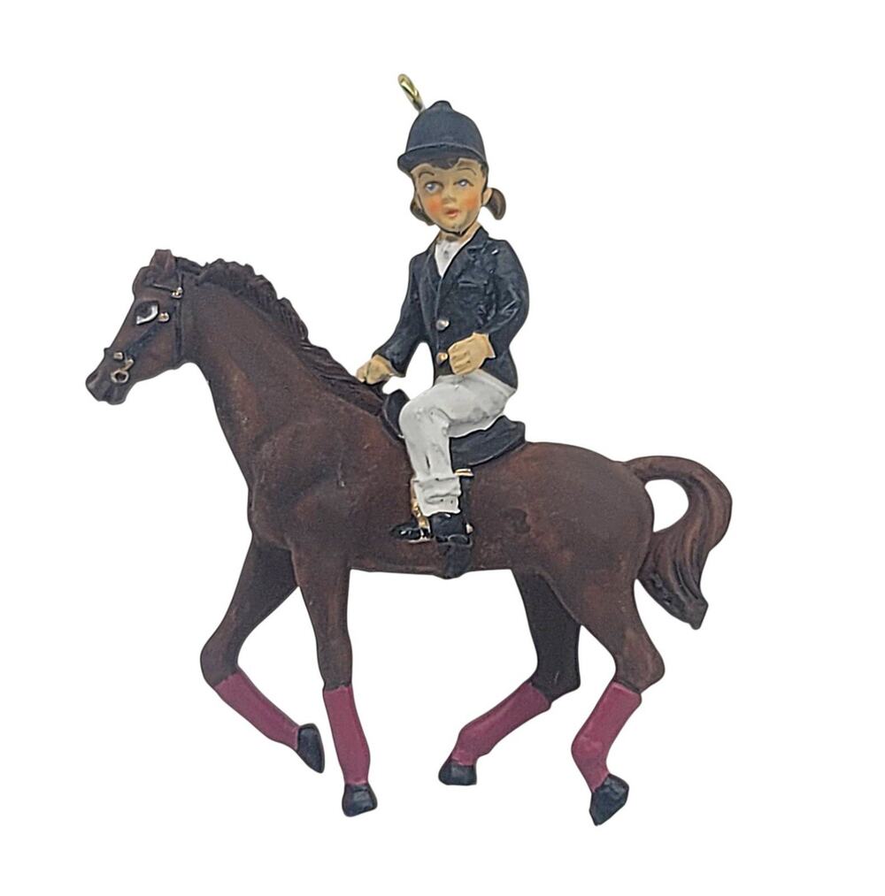 GALLERIE II Little Girl Rider Horse Equestrian Christmas Ornament Tag 3.5" CL71